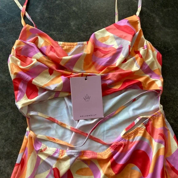 Hello Molly Pink and Orange MIDI Dress 👗 Size 6 - Picture 11 of 12